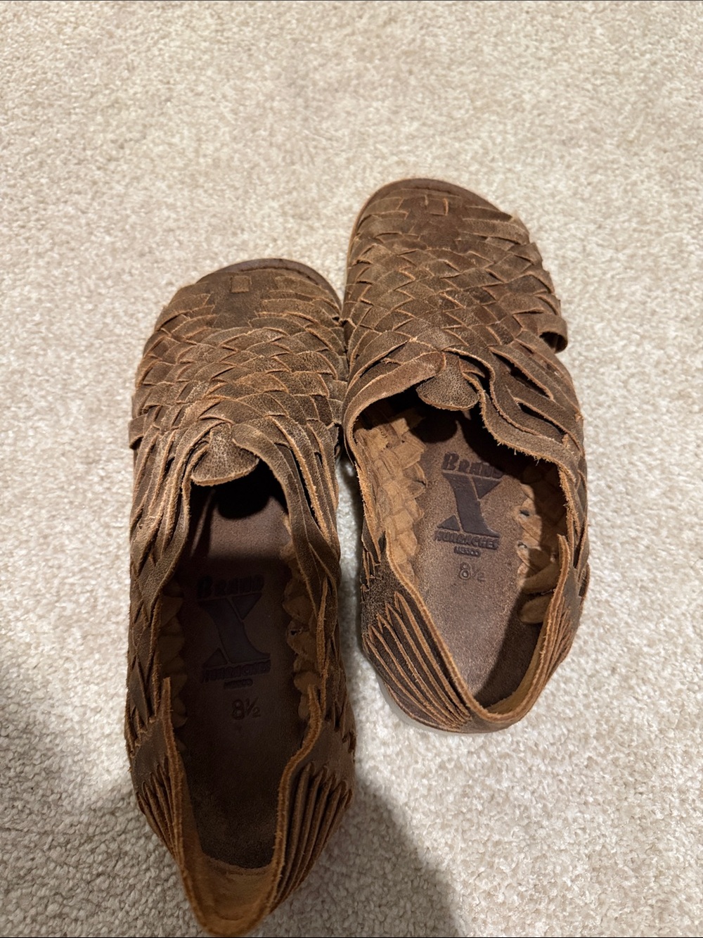 Brand X Huaraches Woven Leather Slip-On in Warm Brown